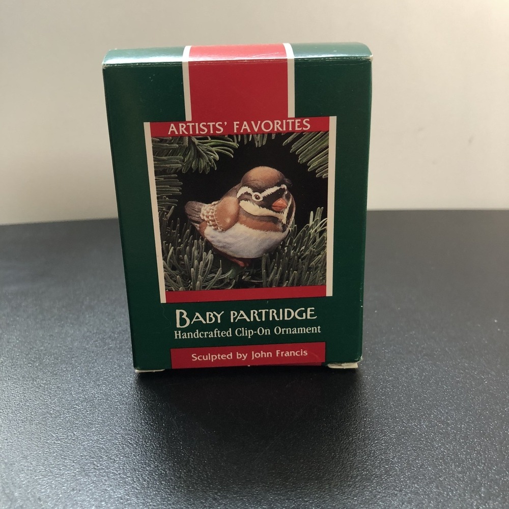1989 Hallmark Baby Partridge Artist's Favorites Clip-On Ornament W/Box